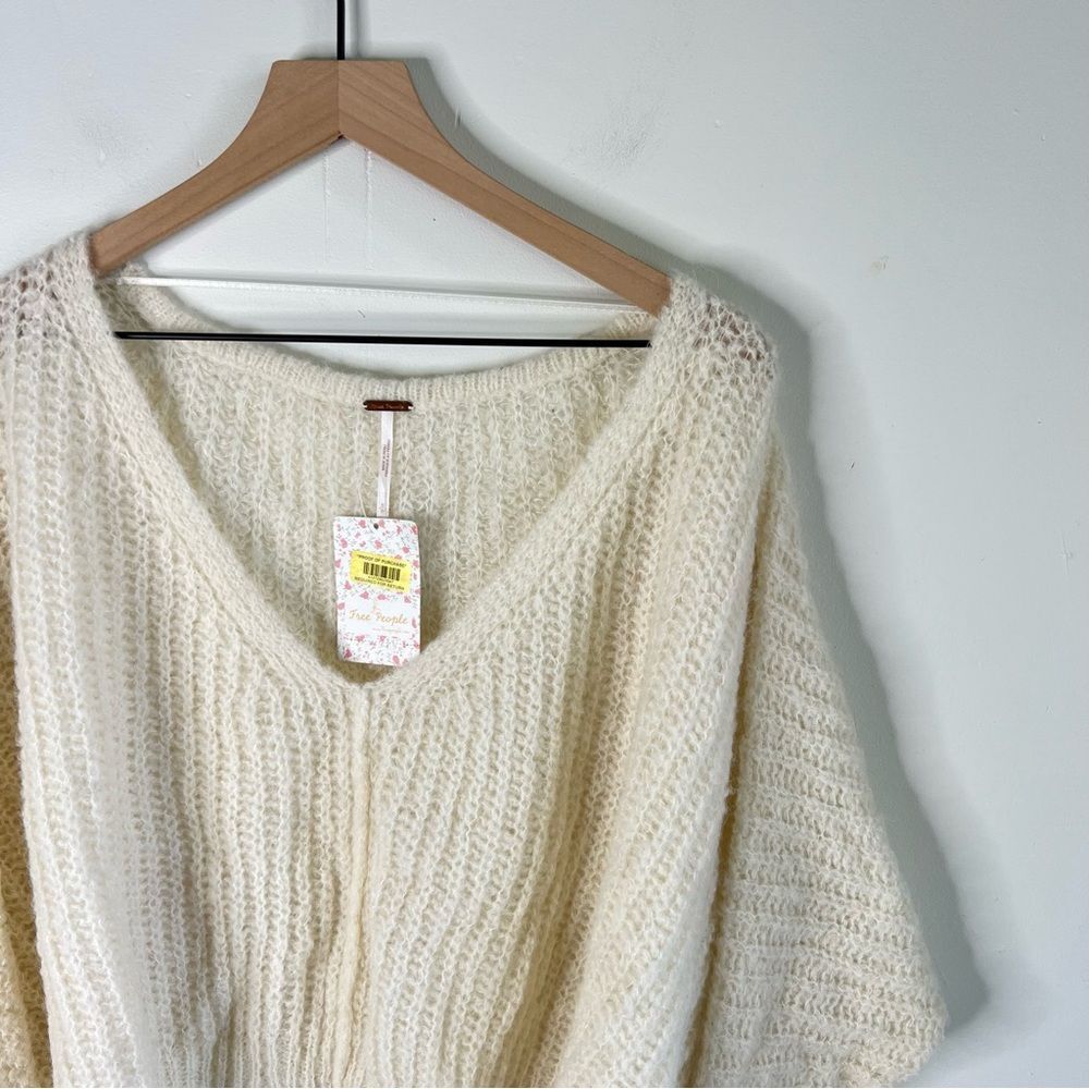 Free People Cream V-Neck Sweater - Picture 2 of 7